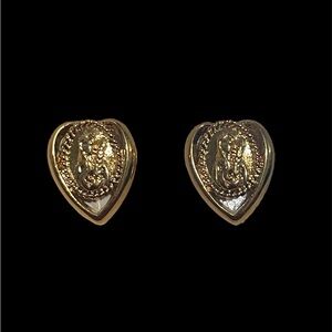 Vintage Madonna of Wheat Heart Earrings